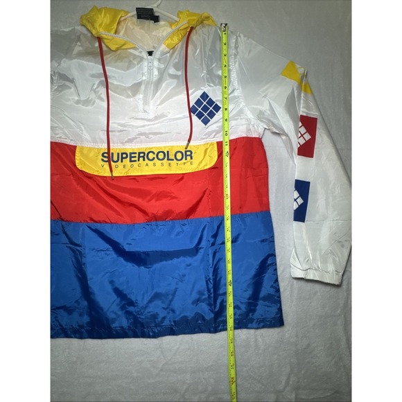 Polaroid Windbreaker Men's Sz Large Multicolor Hooded Supercolor Video Cassette - Picture 10 of 10